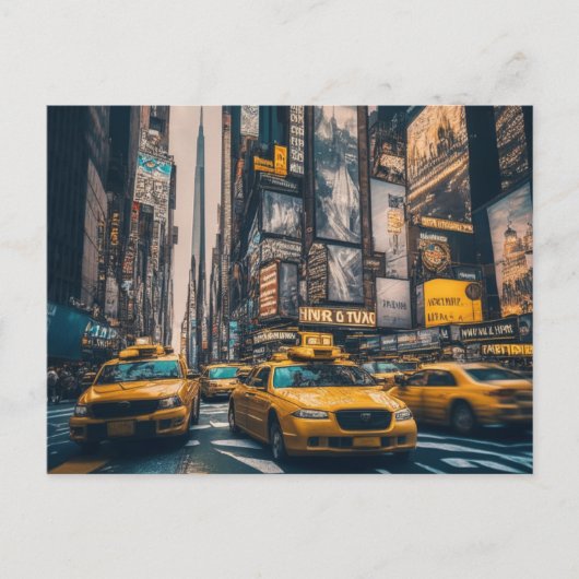 NYC Manhattan Geel Taxis Briefkaart (Voorkant)