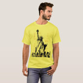 NYC Manhattan Vrijheidsbeeld Mannen Geel T-shirt (Voorkant volledig)