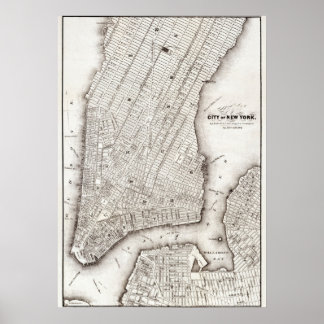  NYC Map City Skyline Poster