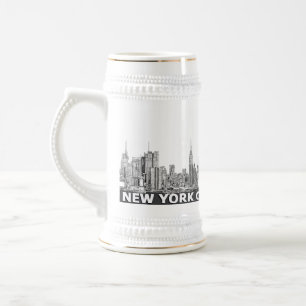 NYC monochrome skyline tekst Bierpul