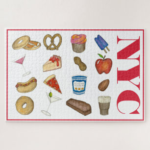 NYC New York City Foods Pizza Pretzel Cheesecake Legpuzzel