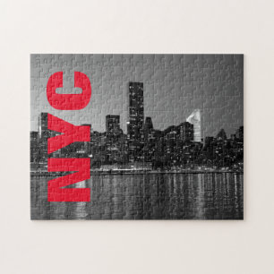NYC New York City Manhattan Night Black White Legpuzzel