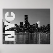 NYC New York City Manhattan Night Black White Poster (Voorkant)
