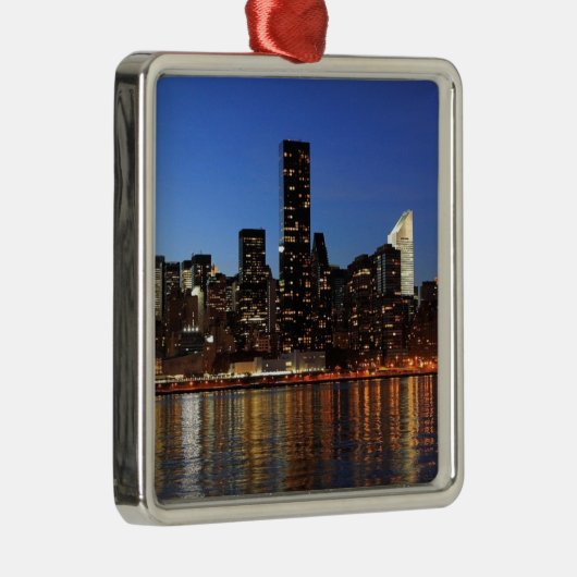 NYC New York City Manhattan Night Metalen Ornament (Rechts)