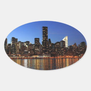 NYC New York City Manhattan Night Ovale Sticker