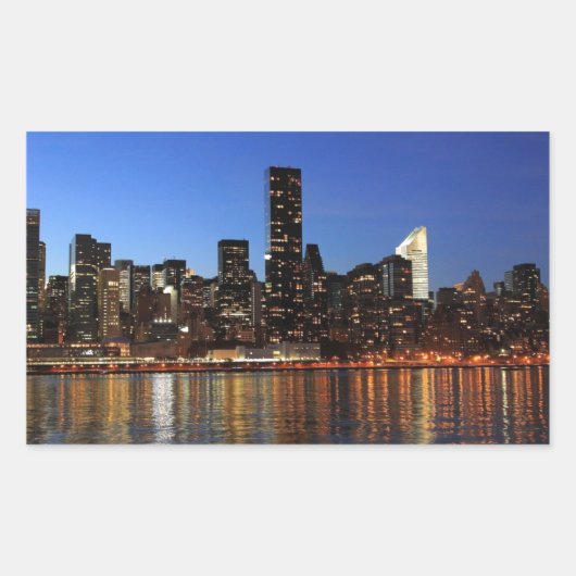 NYC New York City Manhattan Night Rechthoekige Sticker (Voorkant)