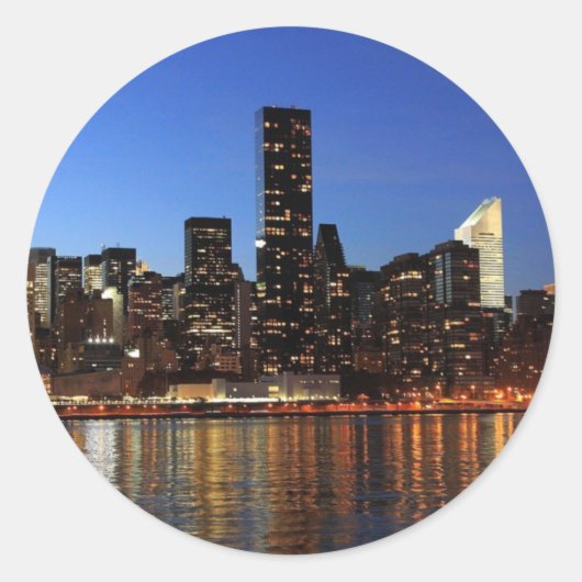 NYC New York City Manhattan Night Ronde Sticker (Voorkant)