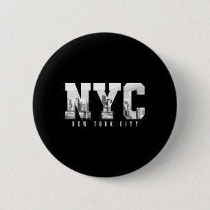 Nyc New York City Ny Silhouette Usa Amerika Vintag Ronde Button 5,7 Cm