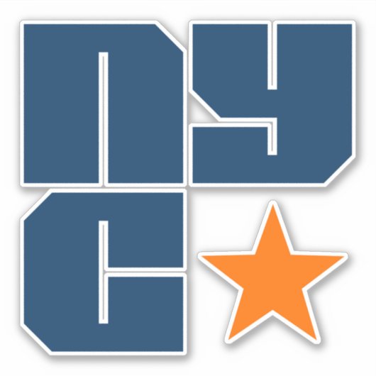 NYC New York City Sticker - Star Block Text NYC (Voorkant)