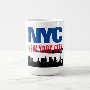 NYC New York City USA Retro  Blauw Rood Wit Koffiemok