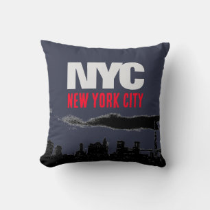 NYC New York City USA Retro  Marine Blauw Kussen