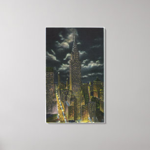 NYC, New YorkChrysler Building bij nacht # 2 Canvas Afdruk