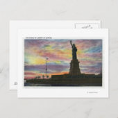 NYC, New YorkSunrise Uitzicht van Vrijheidsbeeld Briefkaart (Voorkant / Achterkant)