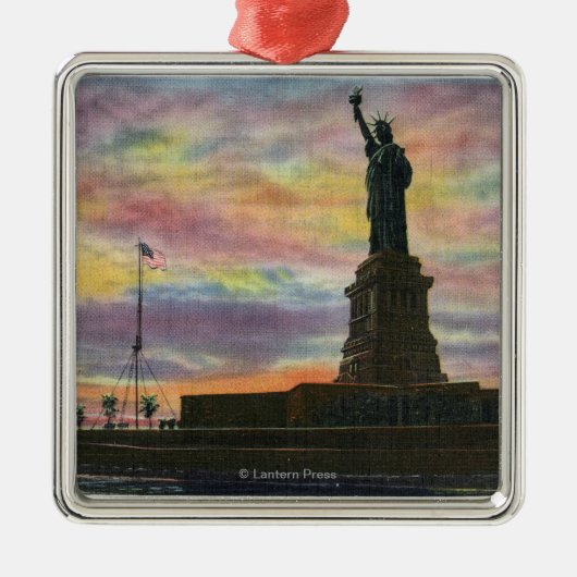 NYC, New YorkSunrise Uitzicht van Vrijheidsbeeld Metalen Ornament (Voorkant)