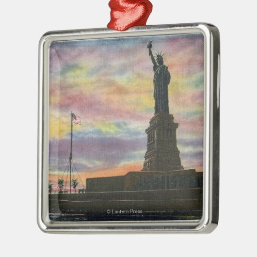 NYC, New YorkSunrise Uitzicht van Vrijheidsbeeld Metalen Ornament (Links)