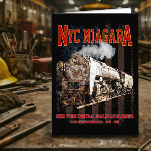 NYC Niagara Stoomlocomotief met Amerikaanse vlag Bedankkaart