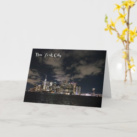 NYC Night Skyline - Carte H (Fleur jaune)