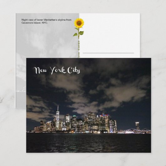 NYC Night Skyline - Carte postale H (Devant / Derrière)