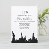 NYC noir et blanc faire-part de mariage (Debout devant)