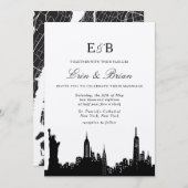 NYC noir et blanc faire-part de mariage (Devant / Derrière)