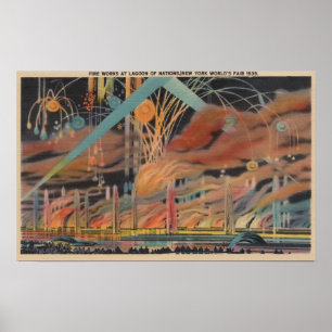NYC, NY - Vuurwerk in Lagoon of Nations Worlds Poster