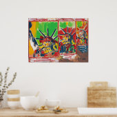 NYC Peter Max style 3 libertés Poster 9-11signé (Cuisine)