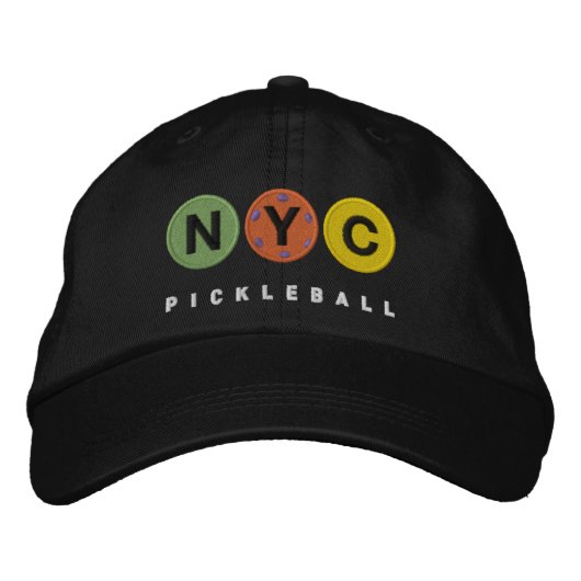 NYC Pickleball EMBROIDERED casquette noir v2 (Devant)
