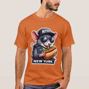 NYC RAT HET ETEN VAN EEN HETE HOND 9 T-SHIRT