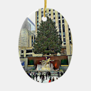 NYC Rockefeller Tree Skin-kerstmis Keramisch Ornament