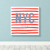 NYC | Rood, wit en blauw ontwerp Canvas Afdruk (Insitu (Houten vloer))
