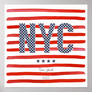 NYC   Rood, wit en blauw ontwerp Poster