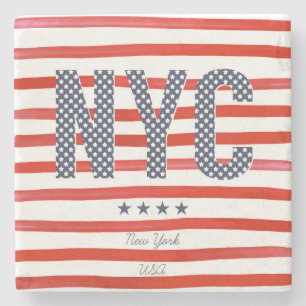 NYC   Rood, wit en blauw ontwerp Stenen Onderzetter