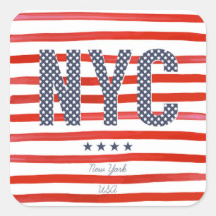 NYC Rood, wit en blauw ontwerp Vierkante Sticker