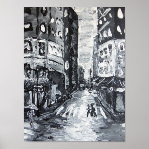 nyc scènes " vijfde ave drizzle " poster