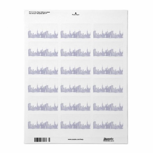 NYC schets in lichtblauw Etiket (Full Sheet)