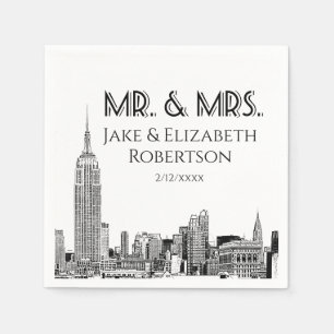 NYC Silhouet 01 Ets DIY BG Kleur Trouw Mr Mevrouw Servet