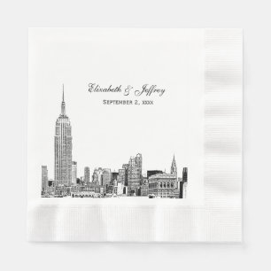 NYC Silhouet 01 Geëtst DIY Achtergrond Kleur Bruil Servetten