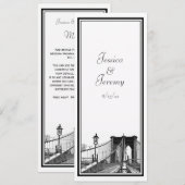 NYC Silhouet Brooklyn Bridge #2 Menu Bruiloft Rece (Voorkant / Achterkant)