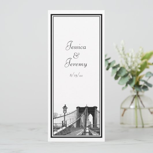 NYC Silhouet Brooklyn Bridge #2 Menu Ontvangstfees (Staand voorkant)