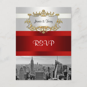 NYC Silhouet BW 05 Wit Rood RSVP Kaart