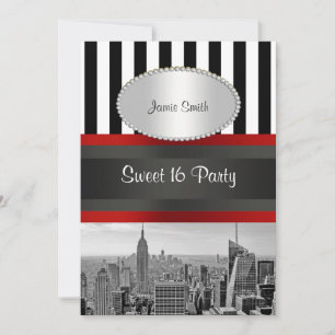 NYC Silhouet BW Zwart Wit Streep 2D Zoete 16 Kaart