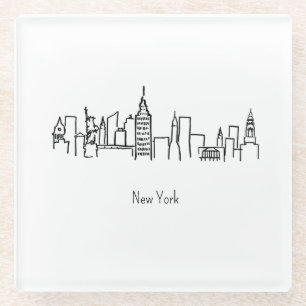 NYC Silhouet New York Illustratie Glazen Onderzetter