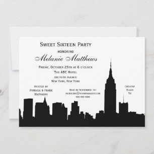 NYC Silhouet Sweet Sixteen Kaart