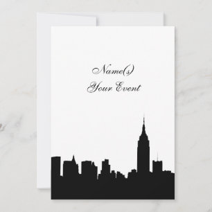 NYC Silhouet van de Skyline, ESB #1 BW V2 Uitnodig Kaart