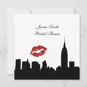 NYC Silhouet van de skyline, kus ESB Bruidsdouche Kaart