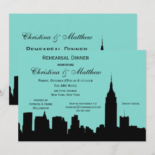 Nyc Silhouet van de Stad Rehearsal Dinner #F Kaart