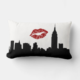 NYC Silhouet van de Stadsskyline, ESB #1 Rode Lipp Kussen