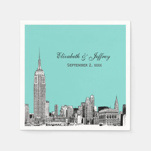 NYC Silhouette 01 Geëtst DIY Achtergrond Kleur Tro Servetten