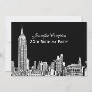 NYC Silhouette 01 Geëtst DIY Achtergrond Kleur Ver Kaart