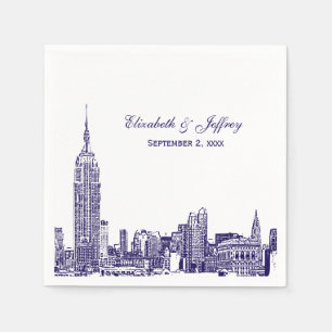 NYC Silhouette 01 Geëtst DIY Kleuren Bruiloft Servet